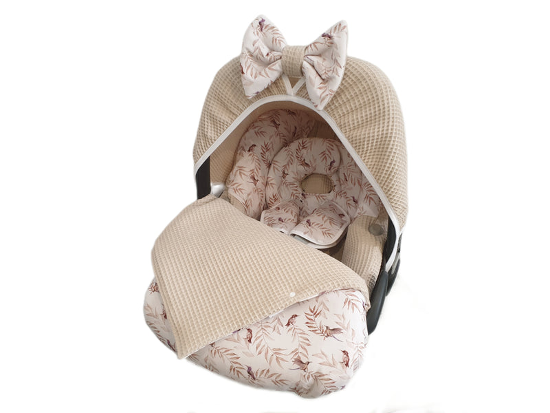 Maxi Cosi Babyschalenbezug, Ersatzbezug oder Spannbezug Blätter beige von Atelier MiaMia