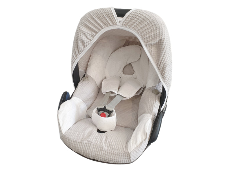 Maxi Cosi Babyschalenbezug, Ersatzbezug oder Spannbezug grau  Tupfen von Atelier MiaMia